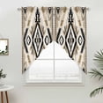 thumbnail image 5 of Boho Black Brown Kitchen Window Curtains, Swag Curtains Valance for Bedroom Living Room Bathroom, Southwestern Geometric Ethnic Retro Rod Pocket Window Treatment Curtain Block Drapes 2 Panels 36"x45", 5 of 9