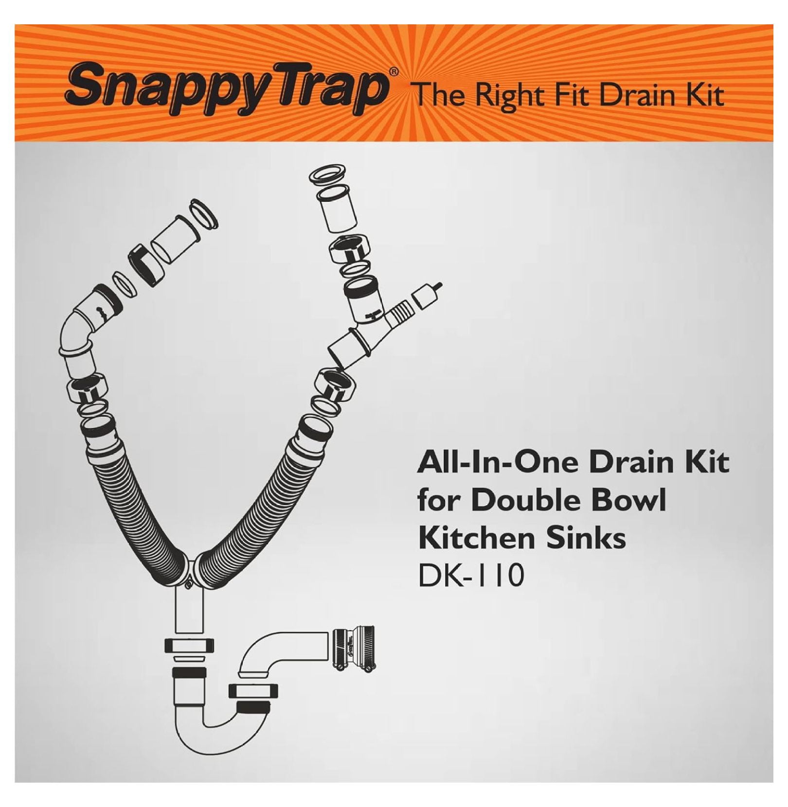Snappy Trap 1 1/2" All-In-One-Drain Kit for Double Bowl Kitchen Sinks