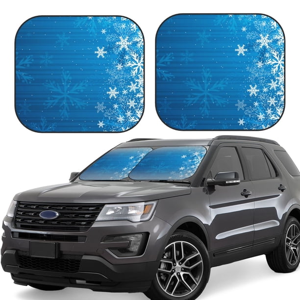 Fotbe Blue Christmas Juego de 2 Piezas de Parasoles para Parabrisas | Bloqueador Solar para Auto | Accesorios Plegables para Protección Solar Interior-Medium