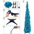 thumbnail image 3 of Christmas Tree,5ft Collapsible Pop Up Christmas Tree Blue Tinsel Coastal Christmas Tree, 3 of 14