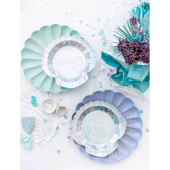 Mermaid Party Paper Plate Cups Napkins Tableware for Kids Birthday Party Set of 24