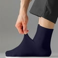 thumbnail image 3 of Xfvqtps Men Dress Socks Mid Tube Solid Color Soft Comfortable Breathable Socks Dark Blue, 3 of 4