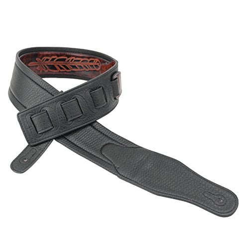 Walker and Williams GB-133 Chestnut Brown Feather Pattern Padded Guitar Strap