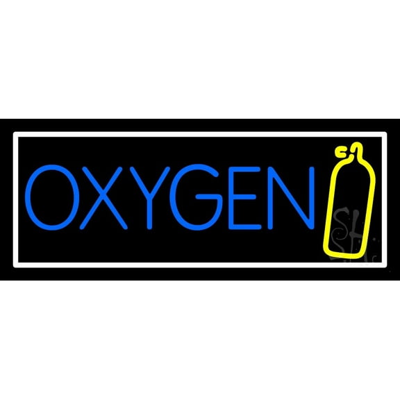 Oxygen With Logo LED Neon Sign 13 x 32 - inches, Black Square Cut Acrylic Backing, with Dimmer - Bright and Premium built indoor LED Neon Sign for Defence Force.