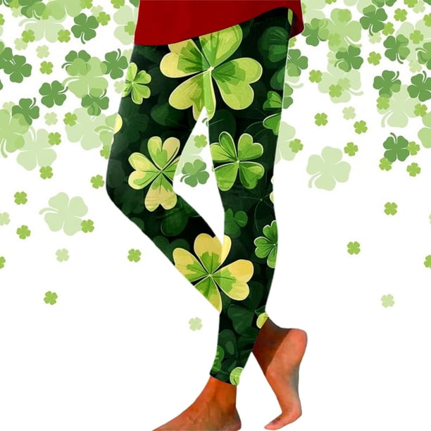 MKLEKYY Leggings deportivos para mujer, leggings estampados del Día de San Patricio para mujer, pantalones de yoga atléticos para entrenamiento y fitness 520
