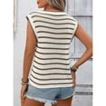 thumbnail image 4 of Womens Sweater Vest Top Striped Sleeveless Lightweight Knit Tank Tops 2026 Summer Spring Clothes Vacation Outfits Brown L, 4 of 4