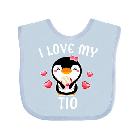

Inktastic I Love My Tio with Cute Penguin and Hearts Gift Baby Girl Bib