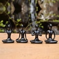 thumbnail image 3 of Lote de 4 estatuas de meditación y yoga, figuras de cerámica, decoración de figuras de yoga, color negro, que son hermosas y son una excelente decoración para el hogar., 3 of 5