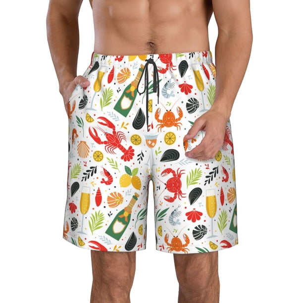 Fotbe Crabs Shrimps Trajes de Baño Estampados para Hombre, Shorts de Verano de Secado Rápido, Ropa de Playa, Bañadores-XX-Large