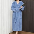 thumbnail image 2 of Bxsruta Womens Plush Hooded Robe Soft Fleece Bathrobe Long Loungewear with Pockets and Belt, 2 of 8
