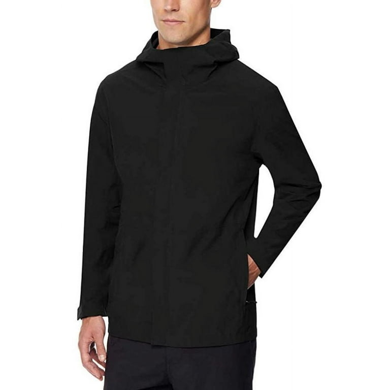 32 Degrees Men's Hooded Packable Rain Jacket, Black, Medium - Walmart.com