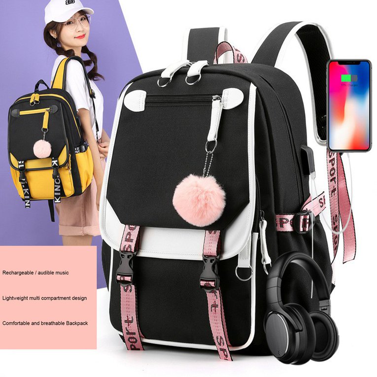School Backpack With USB Charging Port 