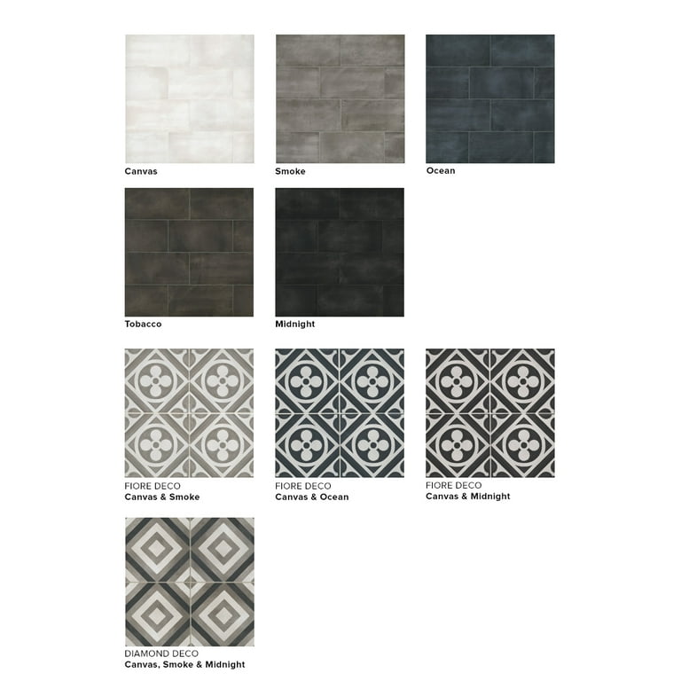 Chateau 12-in x 12-in Fiore Deco Tile in Canvas and Smoke (9.8 SqFt/Ctn) Chateau 12-in x 12-in Fiore Deco Tile in Canvas and Smoke (9.8 SqFt/Ctn)