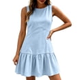 thumbnail image 7 of Karymi Sleeveless Ruffle Hem Mini Dress, Round Neck Fitted Flounce A-Line Casual Summer Dress For Daily, Beach, Vacation. Summer Dresses for Women 2026, 7 of 7