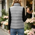 thumbnail image 6 of Padded Vest for Women Stand Collar Quilted Zip Front Side Pockets Warm Fall Winter Vest, 6 of 7