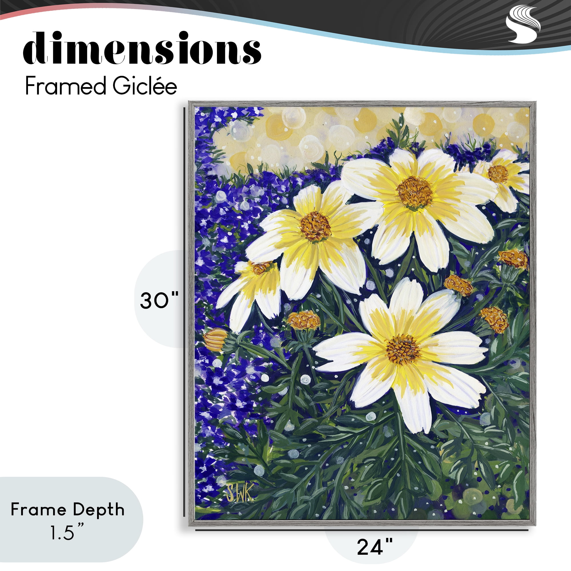 Stupell Industries Summer Garden Cosmos Gray Framed Giclee Art, design by Sarah Waldron Kimball