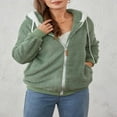 thumbnail image 3 of Womens Full Zip Up Sherpa Hoodie Fuzzy Fleece Jacket Oversized Fluffy Coat with Pockets, 3 of 9