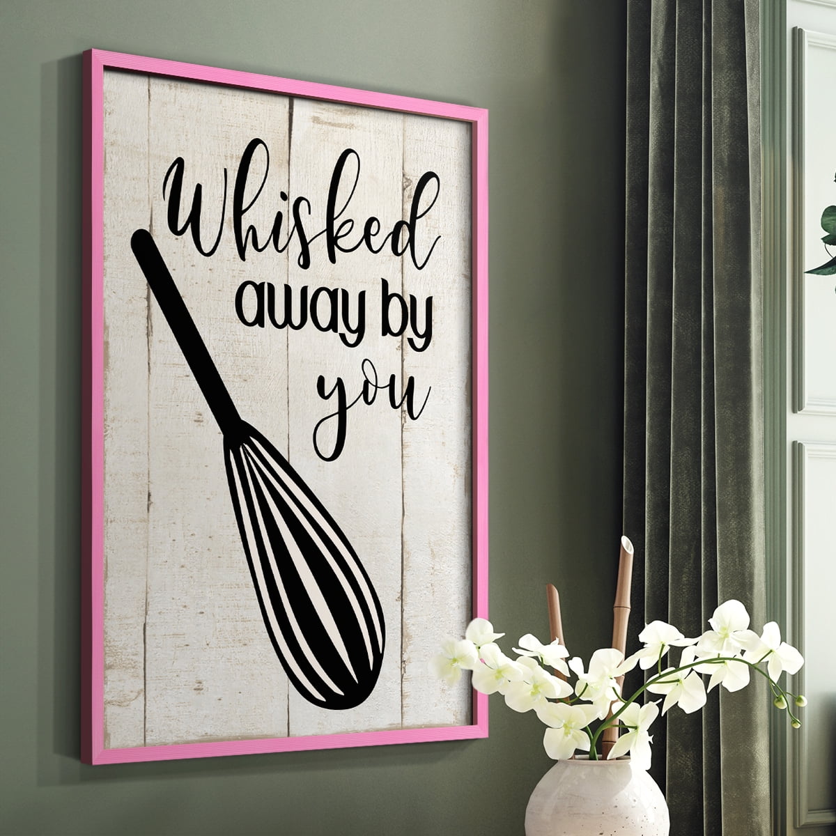 Whisked Away Framed Print in Pink Solid Wood 8 x 10 Framed Print