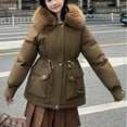 thumbnail image 3 of STETMN Women's Winter Fleece Lined Parka Jackets Thicken Faux Fur Hooded Coat Drawstring Warm Puffer Jacket, 3 of 4