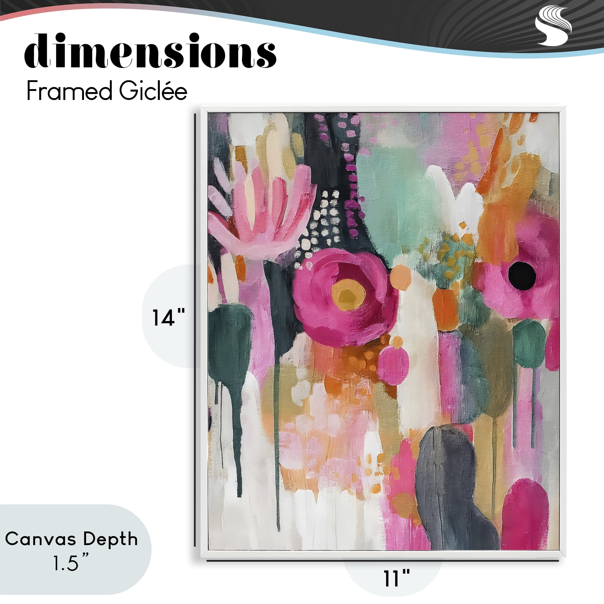 Stupell Industries Dripping Blooms Cascade White Framed Giclee Art, design by Riley B