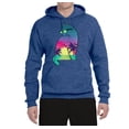thumbnail image 2 of Neon Beach Sunset Cat California Vibes | Mens Animal Lover Hooded Sweatshirt Graphic Hoodie, Vintage Heather Blue, 3XL, 2 of 4