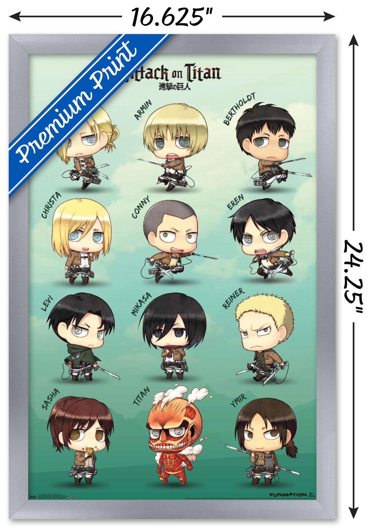 Attack on Titan - Chibi Characters Wall Poster, 14.725" x 22.375", Framed