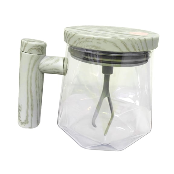 Fzaqwen Auto Stirring Coffee Mug Glass Electric Self Mixing Cup 400ml with Lid for Trips