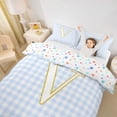 thumbnail image 3 of jejeloiu Initial Alphabet V Print Queen Duvet Cover Set For Kids,Blue Classic Checkered Pattern Bedding,Colorful Stars Reversible,3-Piece(No Comforter), 3 of 6