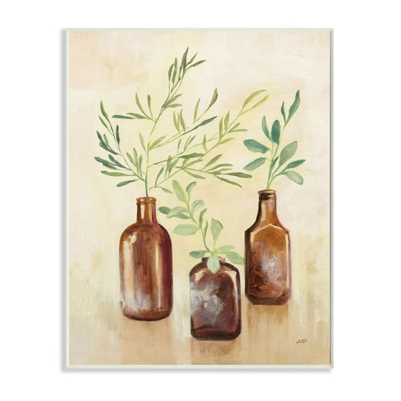 Stupell Industries Abstract House Plants in Glass Green Brown Painting Unframed Art Print Wall Art, 13x19, by Julia Purinton