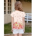 thumbnail image 5 of Arshiner Girls Summer Blouse Ruffle Short Sleeve Pleated Crewneck Casual Tops Tees Blouses, 5 of 6