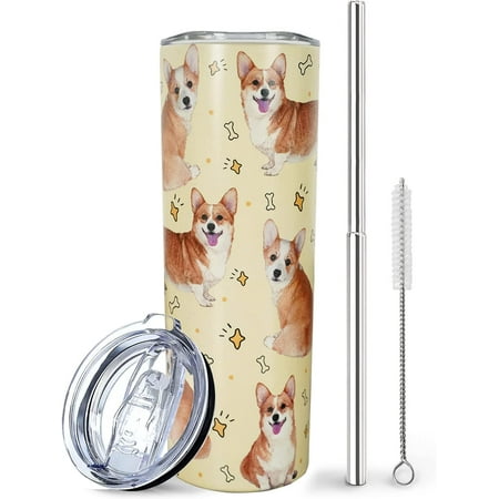 

Corgi Tumbler Gifts for Dog Lovers Corgi Travel Mug/Thermal Cup Dog Gift Dog Lovers Gifts for Women Unique Birthday Gifts for Women Friends Female Girlfriend - Corgi Cup with Straw and Lid 20Oz