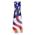 thumbnail image 4 of Wycnly Womens Dresses Fashion Loose Pocket Swing 4th of July Independence Day Tank Long Dresses Fashion Star Striped Print V-Neck Sleeveless Maxi Summer Dress Blue XXL, 4 of 4