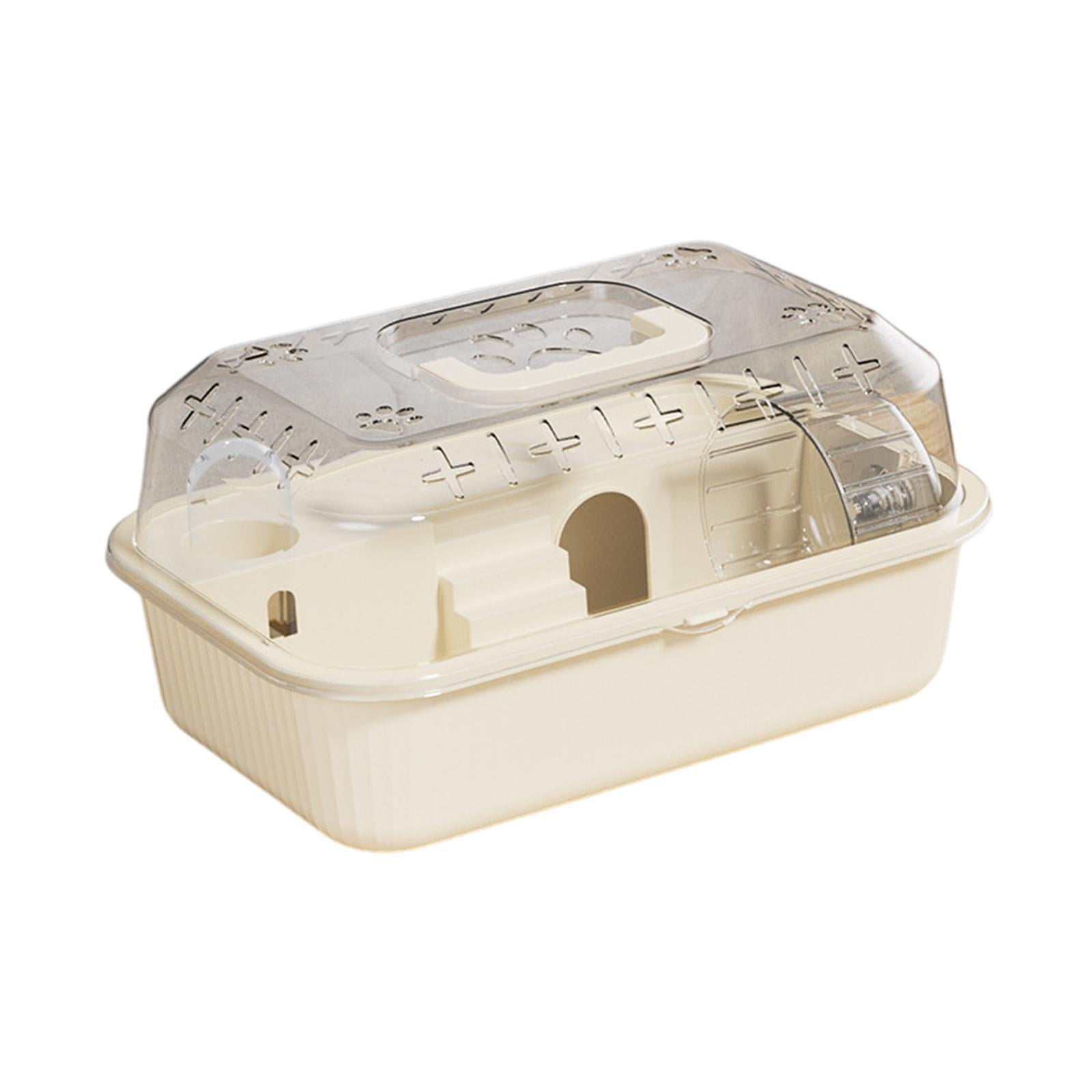 Dualoai Hamster Cage, Hamster Habitat with Handle, with Wheel, Pet Cage for Guinea Pigs, Rice White