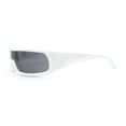thumbnail image 3 of Futuristic Cyber Narrow Rectangle Shield Plastic Sunglasses White - Black, 3 of 4