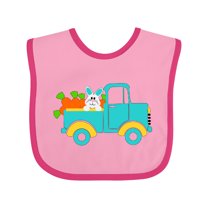 Inktastic Cute Easter Bunny in Blue Truck with Carrots Boys or Girls Baby Bib