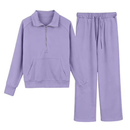 WOYY Girls Casual Tracksuit Half Zip Mock Neck Sweatshirt and Sweatpants Outfits girls Clothing Sets Sizes 5-16