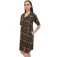 thumbnail image 4 of Bimba Robe de Nuit Chemise pour Femme à Manches Courtes, Imprimé à Carreaux Vert Olive avec Poche - 10, 4 of 6