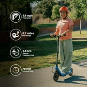 Segway C2 Lite Kids Electric Scooter, 9.9 mph Max Speed, 5.9 Miles Max Range, Ages 6-10, Blue