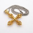 thumbnail image 1 of Encanto de acero inoxidable Cruz hueca Vajra Maja Colgante Collar Oración Oro Hugo collar de mortero con cruz vajra, 1 of 6