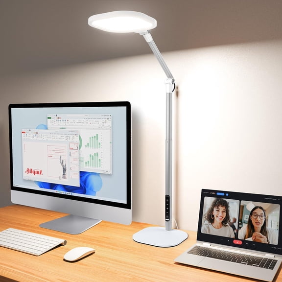 White 1 Pack LED Desk Lamp, Adjustable Tall Task Light for Home Office and Video Conference