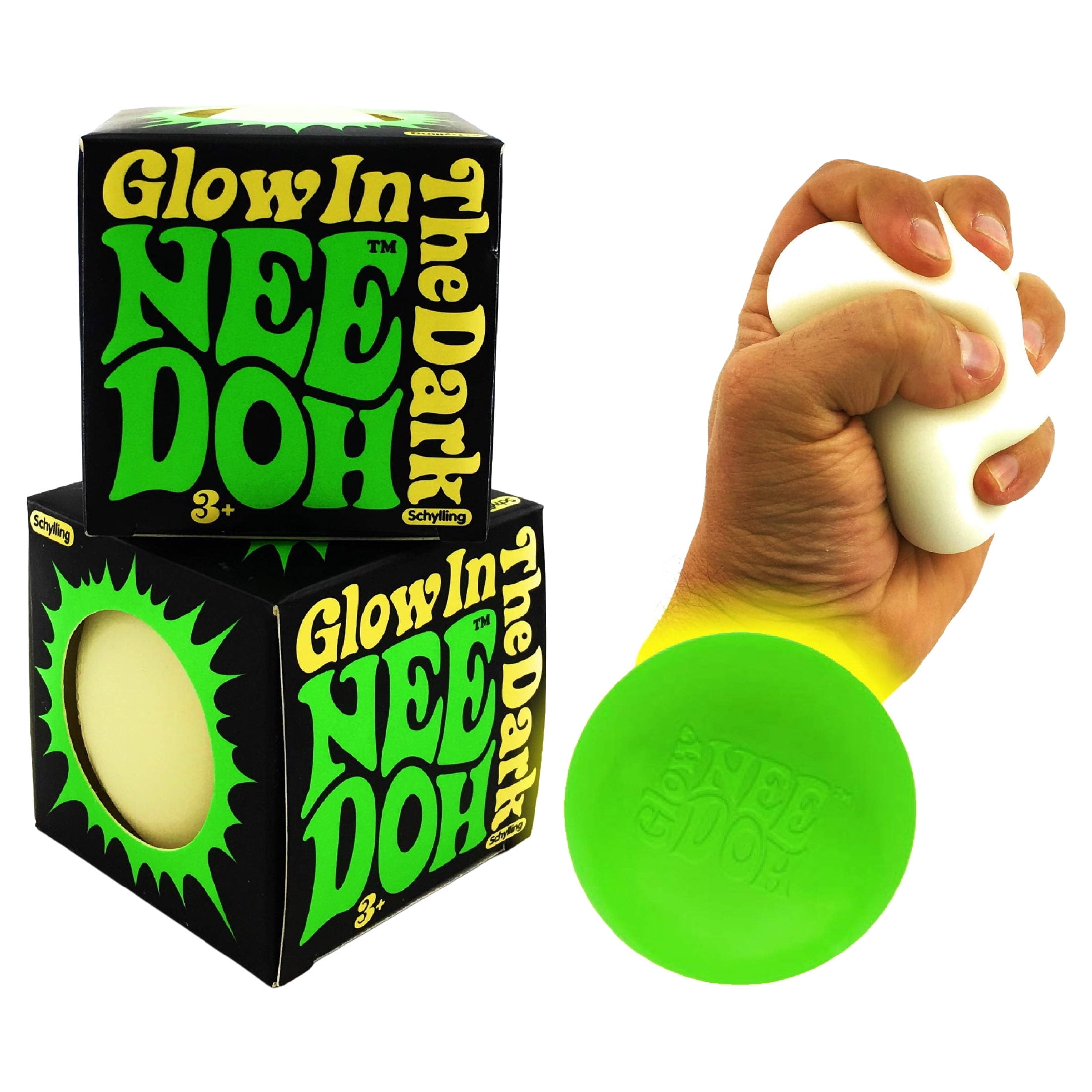 Schylling Glow in The Dark NeeDoh 2 Pack Squishy, Squeezy, Stretchy Stress Balls