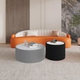 thumbnail image 5 of 17.71" Round Coffee Table, Modern Fluted Coffee Table with Faux Marble Top and PU Leather Covered, Unique Minimalist Drum Circle Center Tea Table for Living Room, No Assembly Required, Black, 5 of 5