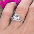 thumbnail image 2 of 2.55 Carat 7mm Cushion Cut Vintage Looking Aquamarine Engagement Ring with Wedding Band on 10k White Gold, 2 of 5