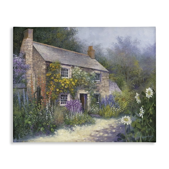 Stupell Industries Gardener's Cottage View Buildings & Architecture Painting Wrapped Canvas Art Print Wall Art, 20 x 16