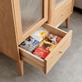 thumbnail image 5 of Solid Oak Wood Storage Cabinet, Free-Standing Corner Cabinets Storage Table with Vintage Glass Door, 2 Shelves,1 Drawers and Brass Handle for Living Room Entryway Kitchen Hallway TV Stand, 5 of 10