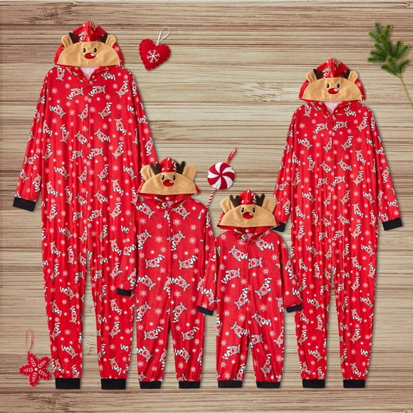 PatPat Christmas Mosaic Reindeer Family Matching Pajama,Flame Resistant,Onesie,Unisex,Sizes Baby-Kids-Adults