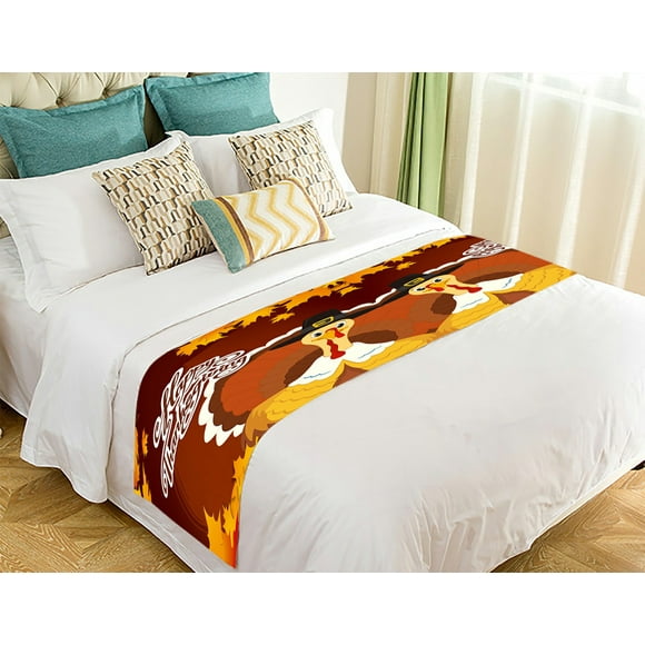 EREHome Happy Thanksgiving day Bed Runner Bed Scarf Bed Decor 20x95 inch