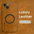 thumbnail image 5 of Allytechgroup MagSafe Compatible Phone Case for Apple iPhone 15 Plus, Slim Fit PU Leather TPU Back Cover Magnetic Shockproof Bumper Lightweight Retro Case Cover for iPhone 15 Plus, Brown, 5 of 10