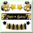 thumbnail image 2 of Celestial Celebration Kit: Black & Gold Birthday Decorations - Happy Birthday Banner, Starry Backdrop, Metallic Confetti Balloon - Perfect for Milestone Birthdays!, 2 of 5
