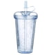 thumbnail image 1 of Vaso, Taza Doble con Pajita, Taza de Café para Jugo, 420ml con Tapa y Pajita, Botella de Agua Reutilizable (Azul), 1 of 5